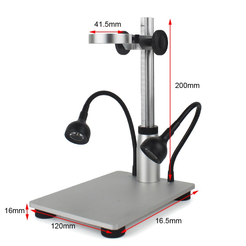 Aluminum Alloy Stand USB Microscope Stand Holder Bracket With led light Foothold Table Frame for Microscope Repair Soldering