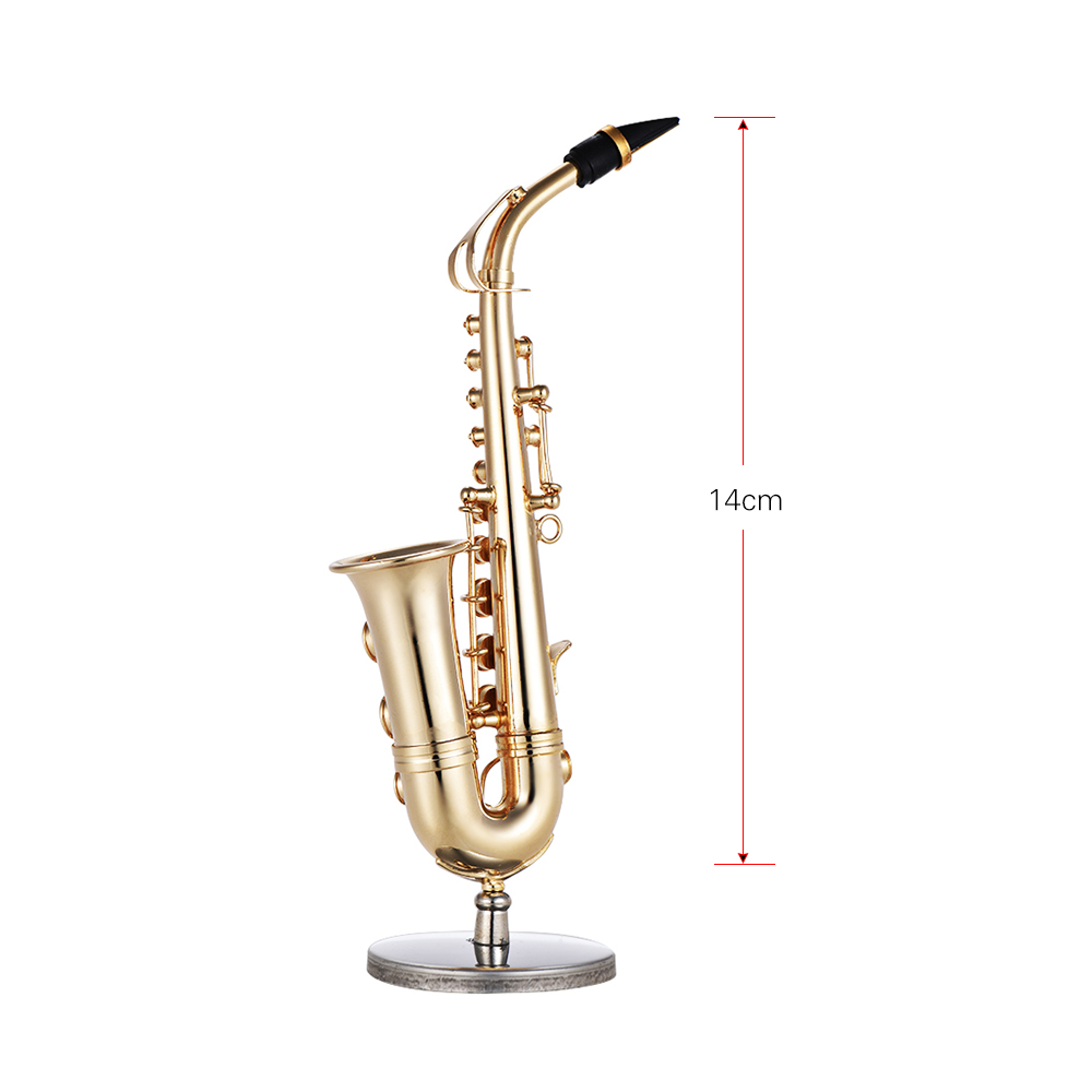 Mini Messing Altsaxofoon Sax Model Prachtige Desktop Muziekinstrument Decoratie Ornamenten Muzikale Met Delicate Doos