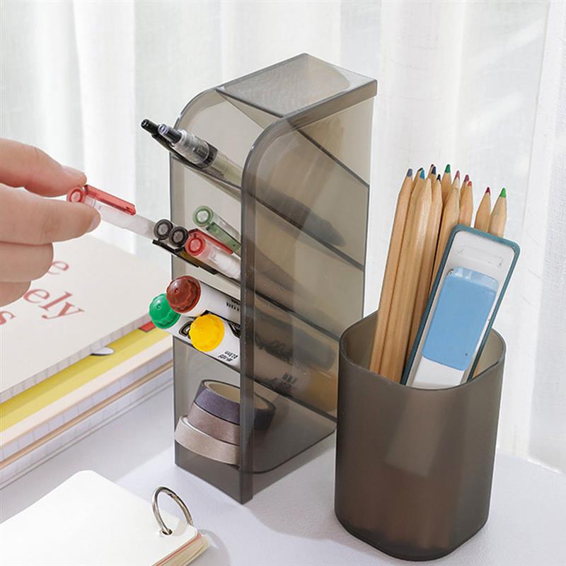 Diagonal Pen Holder Desk Desktop Storage Box Stationery Rack Cosmetic Pencil Organizer Portable School Office Supplies