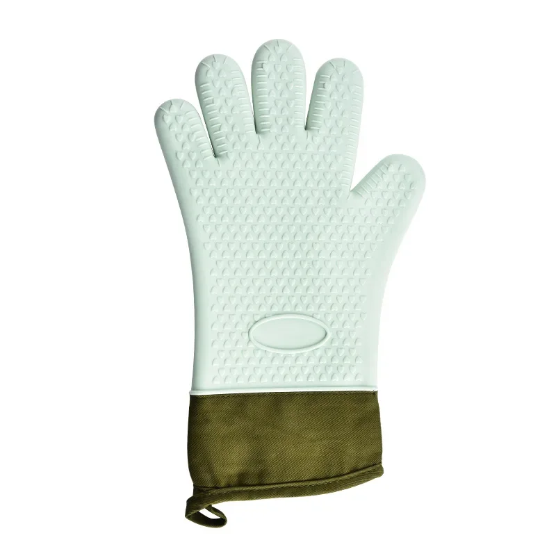 Barbecue Oven Gloves Anti-slip Heat Insulation Cooking Tools and Barbecue 1pair High Temperature Resistance Anti-scald Thicken: WHITE