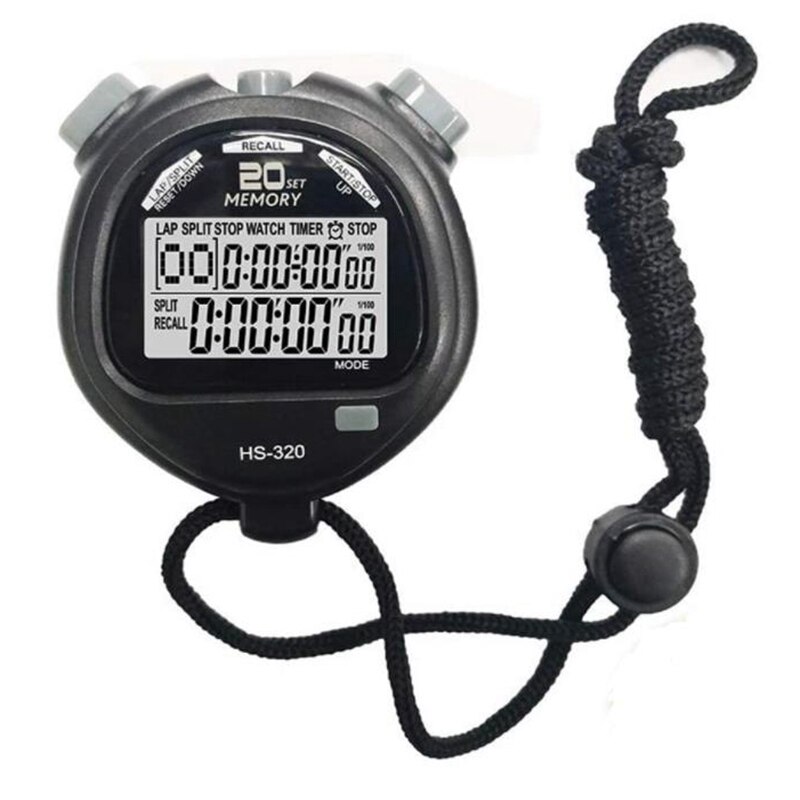 Sports Stopwatch Digital Sport Stopwatch Timer 2 Rows 20 Memory for Coaches Referee Equipment: Default Title