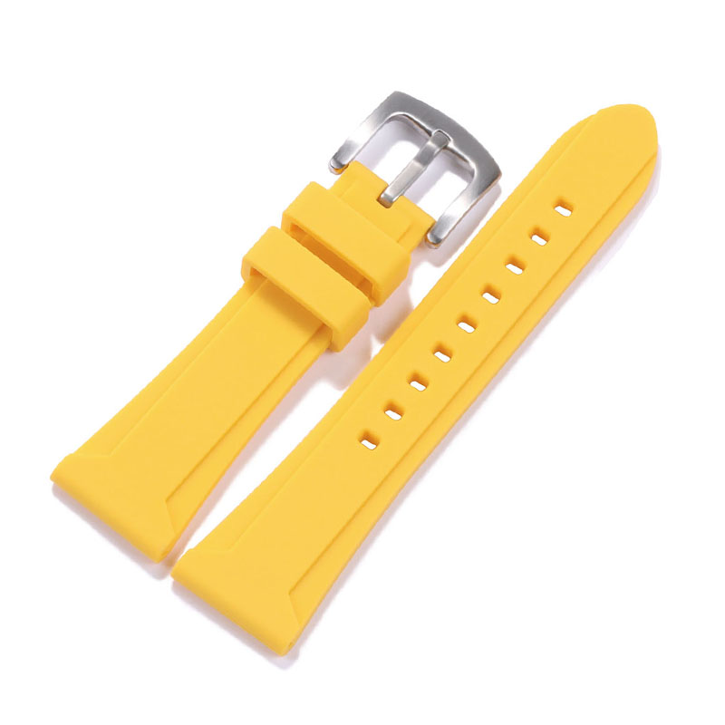 Weiches Silikonkautschuk-Uhrenarmband, 22 mm, 24 mm, 26 mm, für Herren und Damen, Sport, wasserdicht, atmungsaktiv, Ersatzarmband, Gürtel: Weiß Schwarz / 26mm