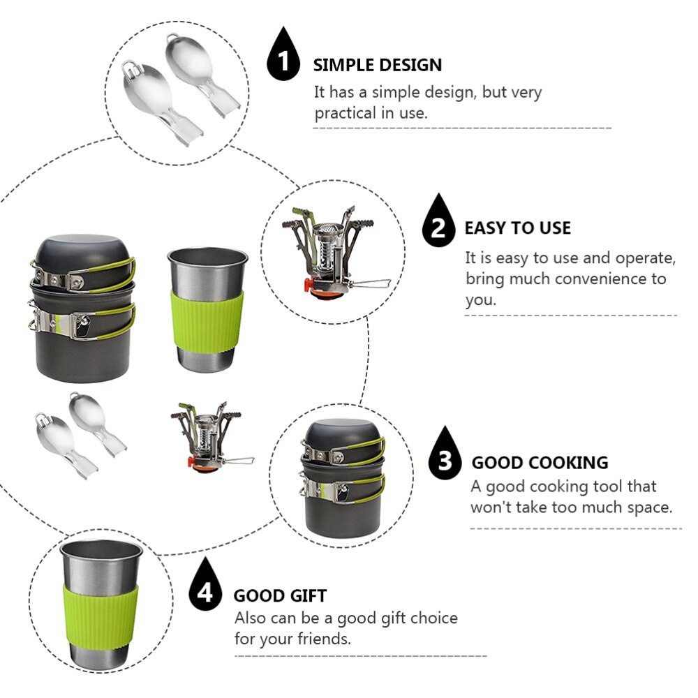 1 Set Outdoor Picnic Cooking Utensils Camping Cookware Portable Cutlery