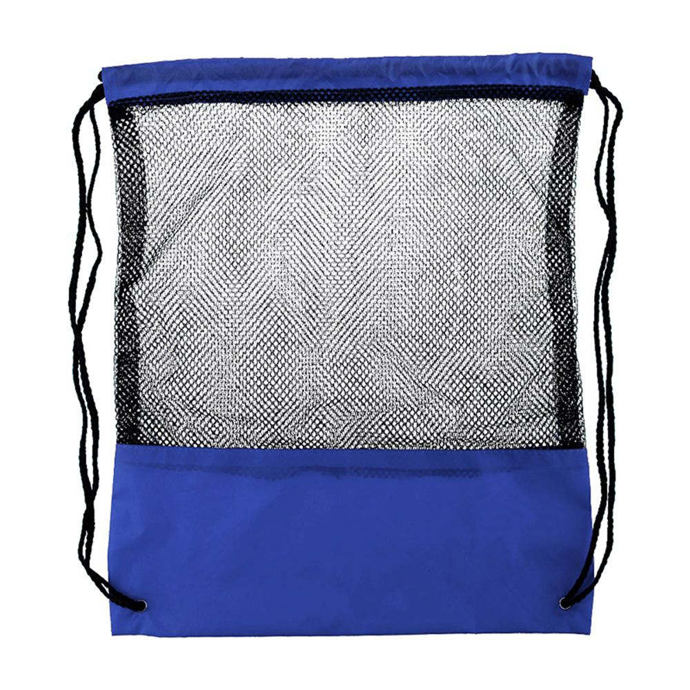 Mesh Drawstring Bag Sports Waterproof Backpack Bundle Pocket Tote Sport for Men Women Students ravel Bag Beach Backpack: Blue