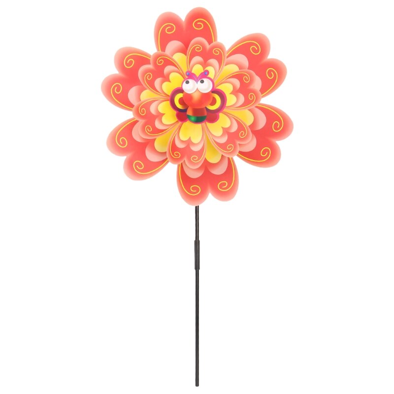 nueva flor de doble capa molino viento Spinner Pinwheel niños juguetes patio jardín decoración