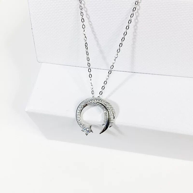 YIZIZAI argenterie météore avec Zircon cubique pendentif collier femmes collier filles chanceux bijoux