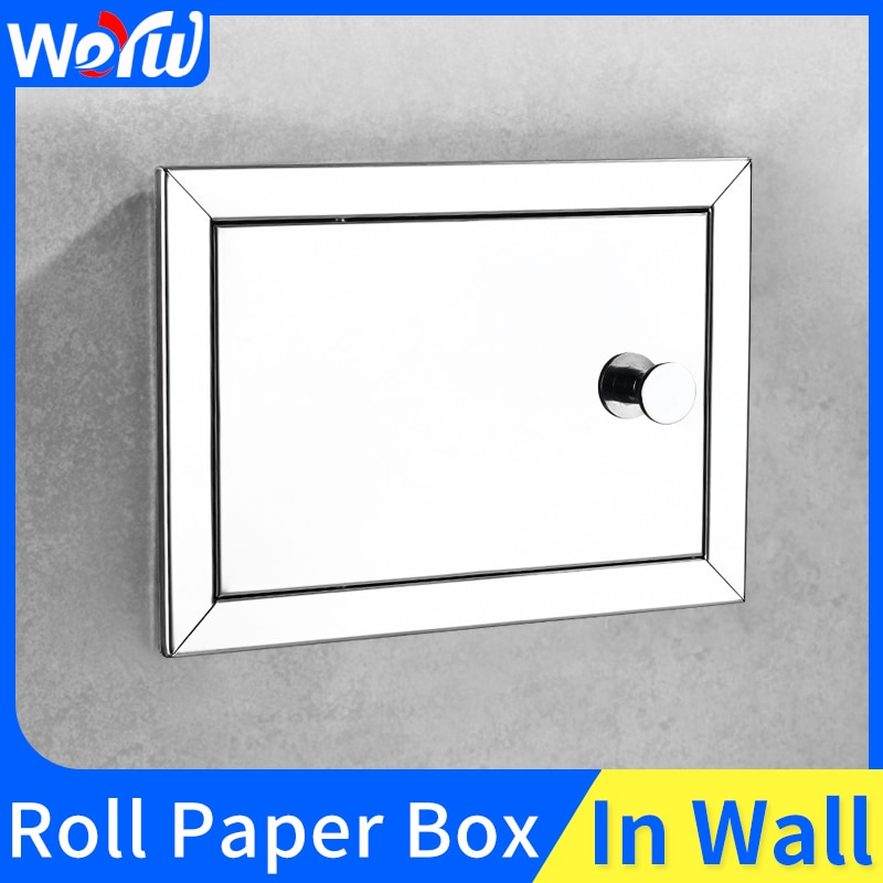 Stainless Steel Toilet Paper Holder Concealed Bathroom Toilet Roll Paper Holder Tissue Box In Wall Paper Towel Holder