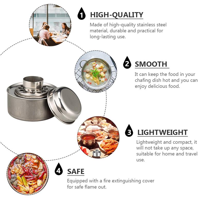 1 Set Fuel Holder Stainless Steel Fuel Box Alcohol Burner Alcohol Stove Wick