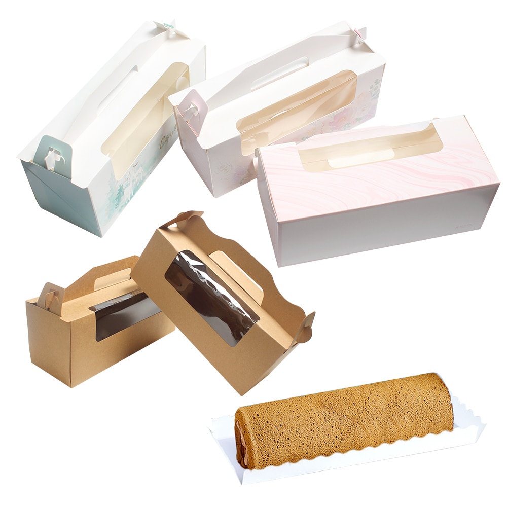 Cake Roll Gebak Box Container Draagbare Handgemaakte Muffin Cake Zichtbaar Verpakking Dozen Met Bodem Bakken Levering Party Favor