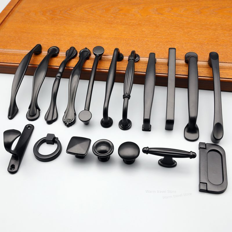 Black Aluminum Alloy Bedside Table Handle Minimalist Cabinet Pulls Furniture Hardware Wardrobe Cabinet Door Drawer Handles