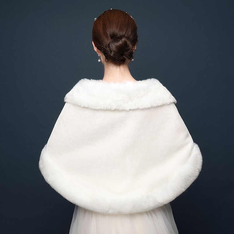 luxe mariée fausse fourrure châle blanc rouge large et épais lourd femmes fourrure étole enveloppement pour mariée mariage fête soirée couvrir
