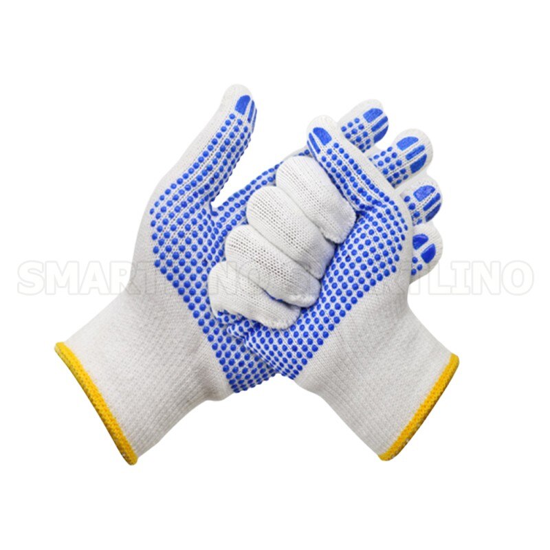 5/10/20pcs Labor Working Gloves Blue PVC Dotted White Cotton Gloves One Side Dots Anti Slip Men Safety Gloves for Work Garden