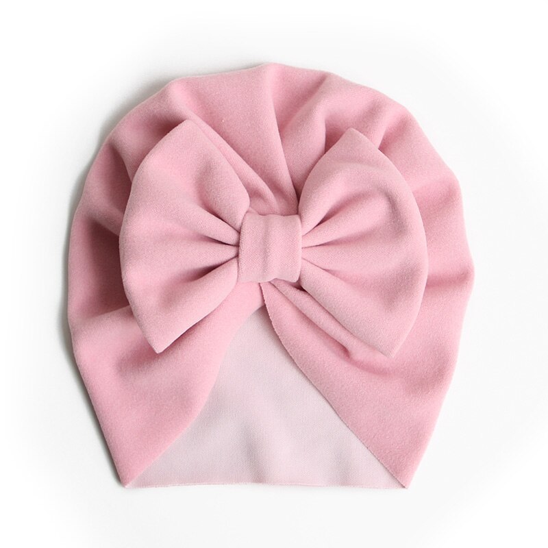 Spring Soft Baby Hat Big Bowknot Baby Girls Hat Turban Solid Color Infant Toddler Kids Hat Children Cap Beanies: style 1 Pink