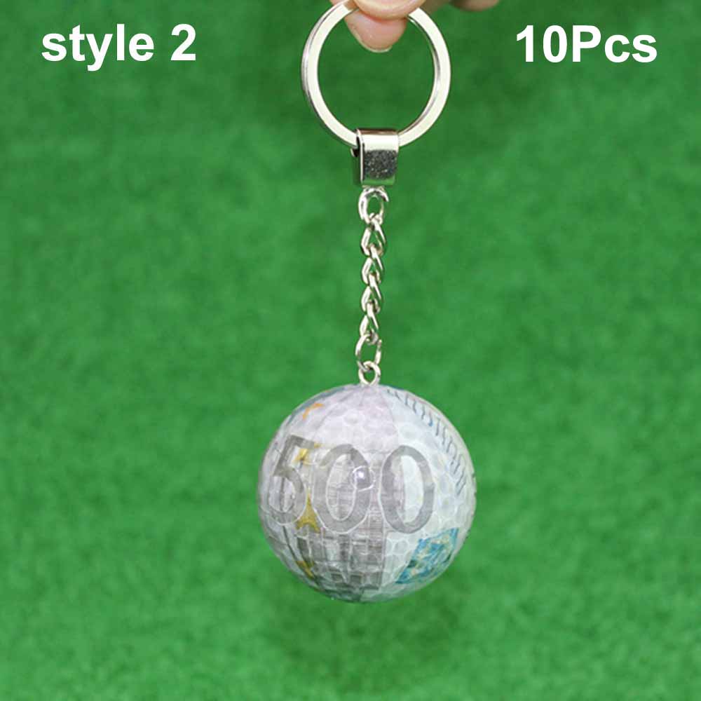 10 Stks/partij Golfbal Grappige Synthetische Rubber Hars Golfen Praktijk Ballen Met Sleutelhanger: style 2