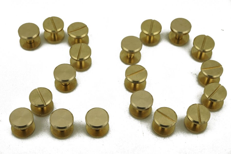 5 Stks/partij Massief Messing Chicago Knop Stud Nail Schroef terug Lederen Nail Klinknagel Riem 10.5*6mm