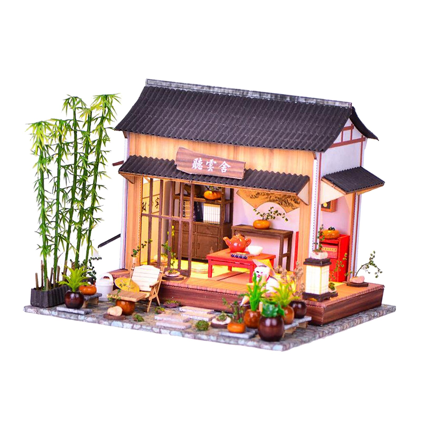 Cottage DIY Miniature DollHouse Kit with LED Handmade House Kits
