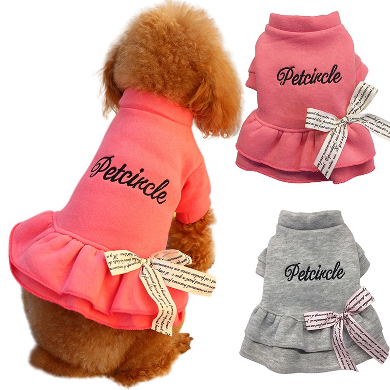 Winterkleding voor huisdieren, honden, katten, jassen met strik, puppykleding, teddybeer, poedelkleding, jurk