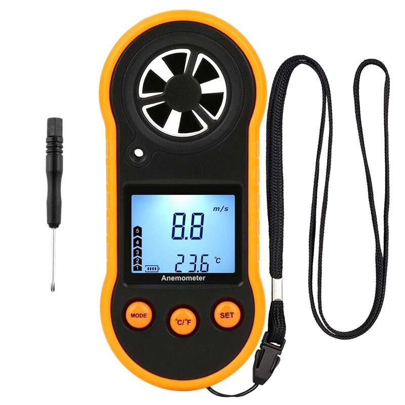 Fashiondigital Anemometer Handheld Anemometer Air Flow Meter Gebruikt Om Meet Wind Cooling Temperatuur Speed Anemometer: Default Title