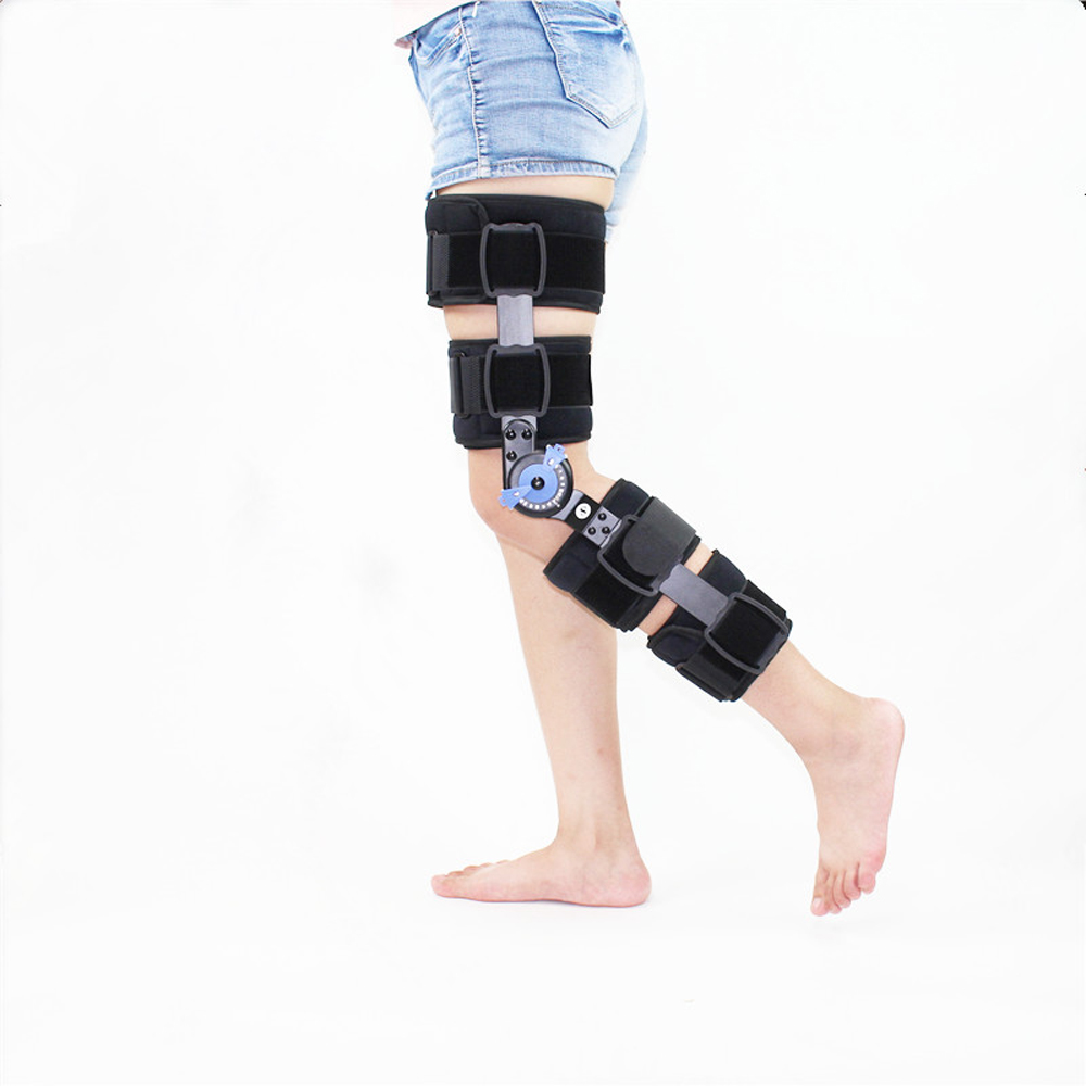 Hængslet ortopædisk knæbøjle støtte justerbar skinne stabilisator wrap forstuvning post-op knæbeskytter forlængelse fælles støtte
