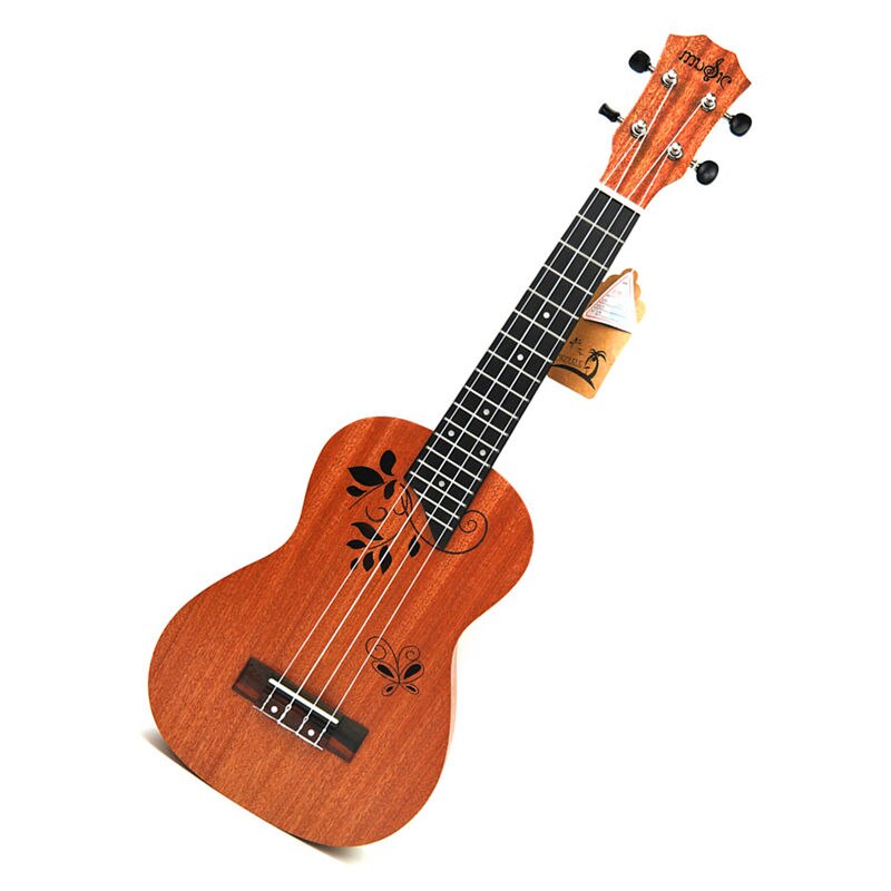 21 inch Ukulele Rosewood Fretboard 4 strings Hawaiian small Guitar Ukulele Electric Ukulele with Pickup EQ Butterfly love flower: only ukulele