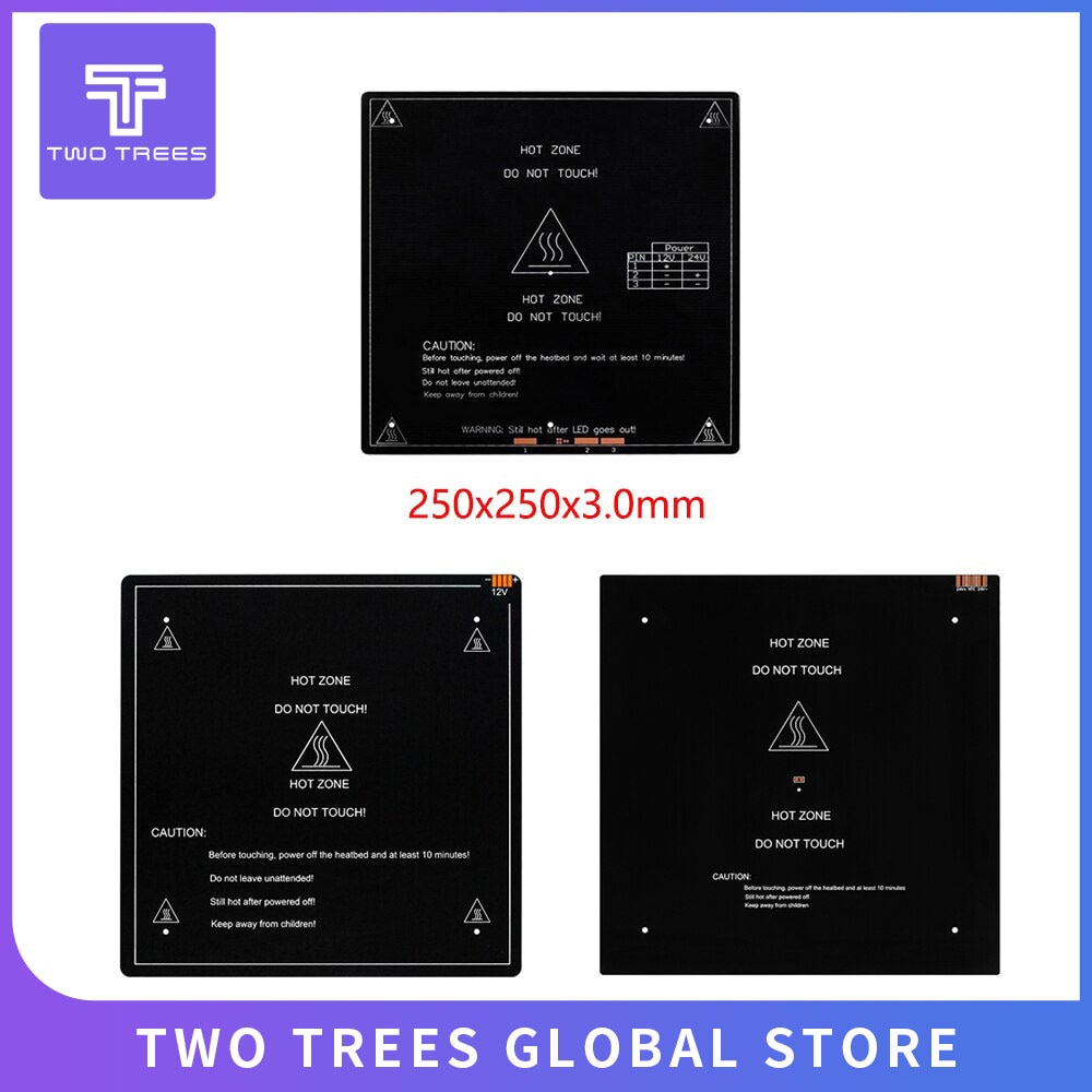 Pieza de impresora 3D MK3 heatbed 220x22 0/250/300x20 0/310 310mm x 12V/24V, cama calefactable de aluminio mejorada para impresora 3d