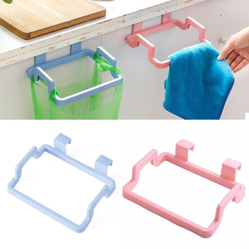 Foldable Hanging Trash Rubbish Bag Holder Garbage Bag Rack Cupboard Cabinet Storage Hanger For Trash Can Kitchen Garbage Bags