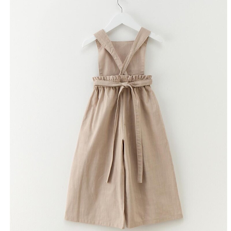 Kinderen koreaanse zomer meisjes linnen jumpsuit romper voor kinderen baby meisjes wijde pijpen broek overall jumpsuit 4 5 6 7 8 9 10 jaar 28
