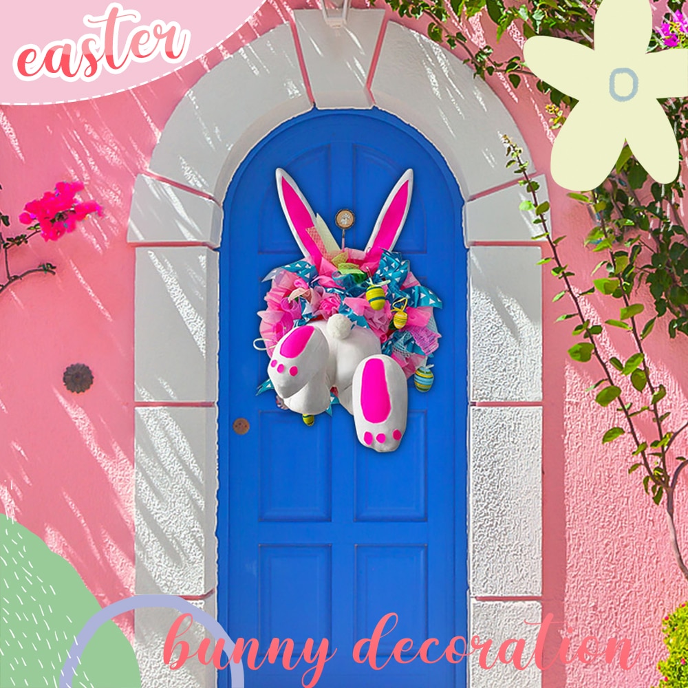 Easter Bunny Wreath Door Decoration Bunny Butt and Ears Wreath Easter Garland Wreaths for Front Door