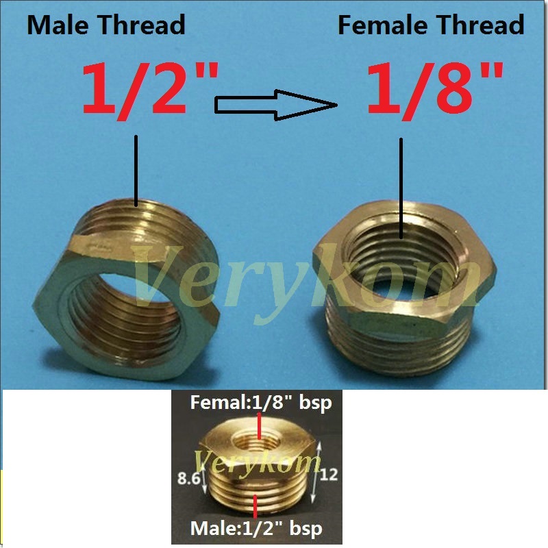 10x Verykom Pneumatische Messing Verloopstuk Fitting 3/4 "1/2" Male Naar 1/8 "3/8" 1/4 "Vrouwelijke Verminderen adapter Lucht Water Gas DN10/15/20/25: DN15-DN6