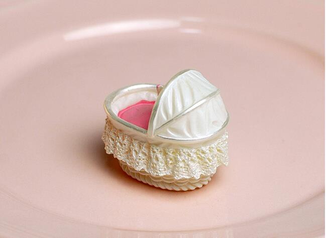Basinet korg vagga formad rökfritt ljus baby shower dop fest favor barn