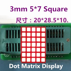 Fabriek 3mm digitale buis 5x7 Vierkante LED Dot Matrix Display 5*7 Rode LED display gemeenschappelijke kathode anode