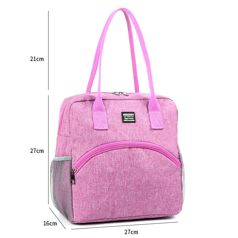 Insulated Luch Bag Women Men Oxford Lunch Bag Thermal Large Capacity Picnic Food Box Bag Hand Bags: purple