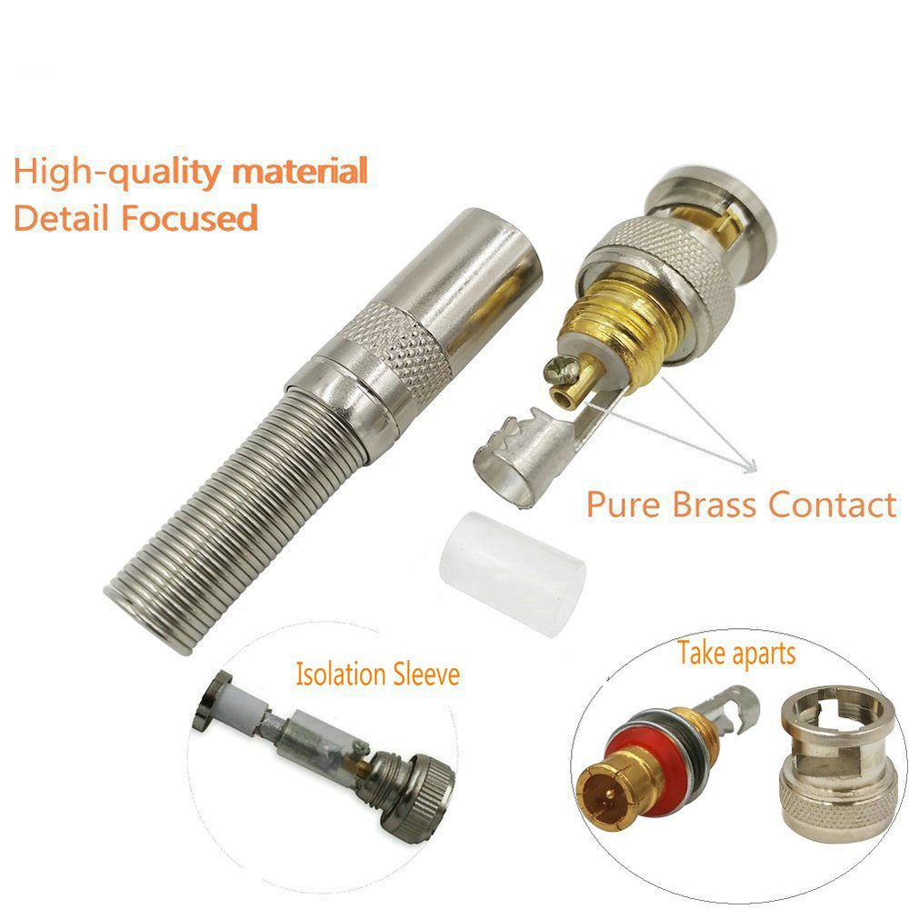 JR-B25 male solderless BNC connector for cctv camera system
