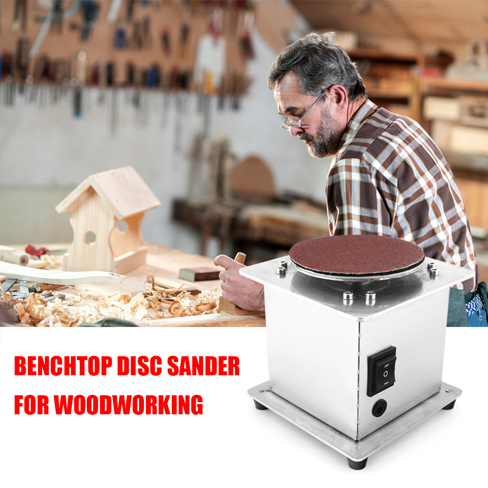 Mini Bench Disc Sander Electric Edge Sharpener 7 Variable Speed 20Sanding Discs Self-adhesive Benchtop Sanding Grinding Machine