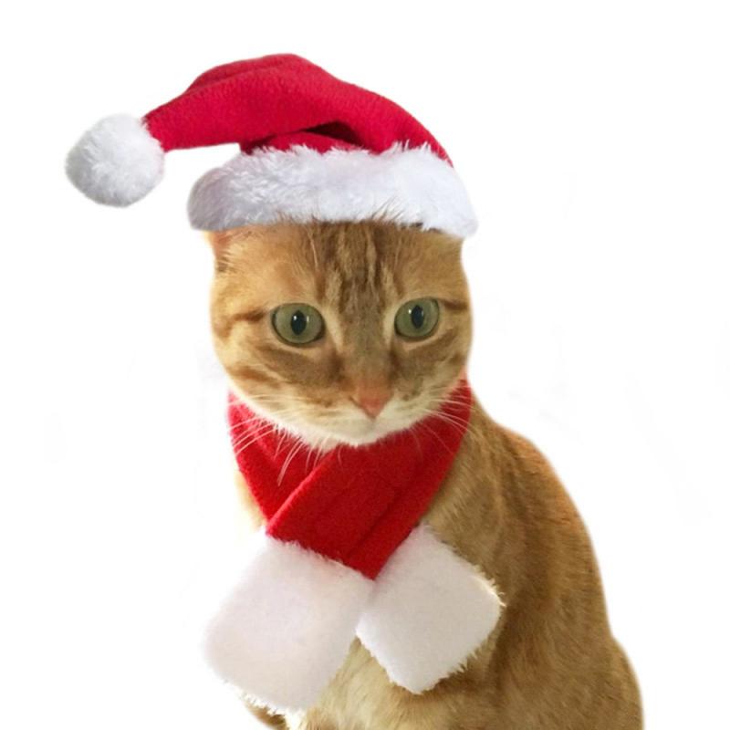 Ropa de Navidad cálida y divertida ropa para perro y gato cachorro rojo de Santa Claus bufanda sombrero cabeza de ciervo perros lindos capa disfraz para gatos decoración de Navidad