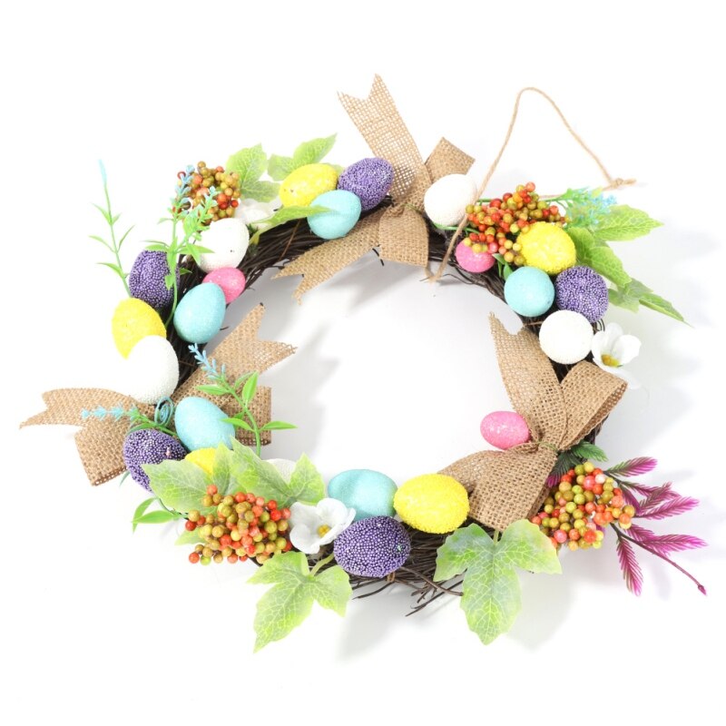 30cm Easter Cross wreat Artificial Wreath Garland Rattan Frame With Easter Cross Garland Halloween Thanksgiving: 2