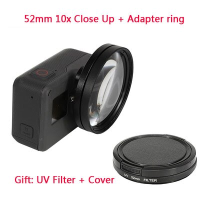 Juego de filtros para GoPro Hero 7, 6, 5, accesorios, lente estrella 52mm ND 4/8/16/ CPL/UV/MC/filtro de color rojo con anillo adaptador de tapa de lente: 10x Close Up Lens