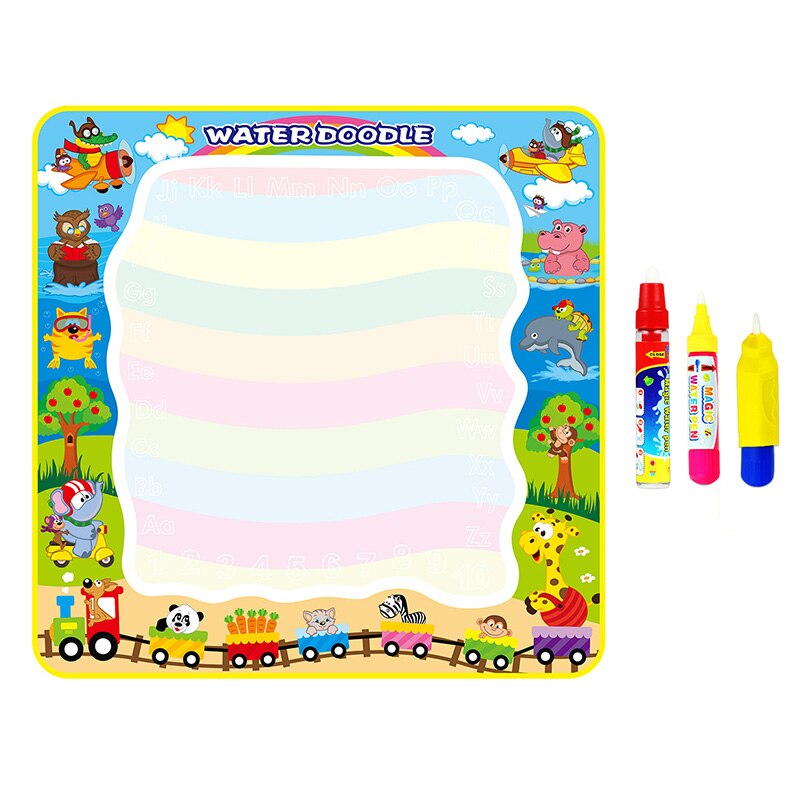 Estera de dibujo educativo para niños, tapete mágico de 100x100cm para dibujar con agua, tapete para garabatos, 4 bolígrafos de dibujo y 1 Juego de sellos, tablero de pintura: Type B 100x100cm