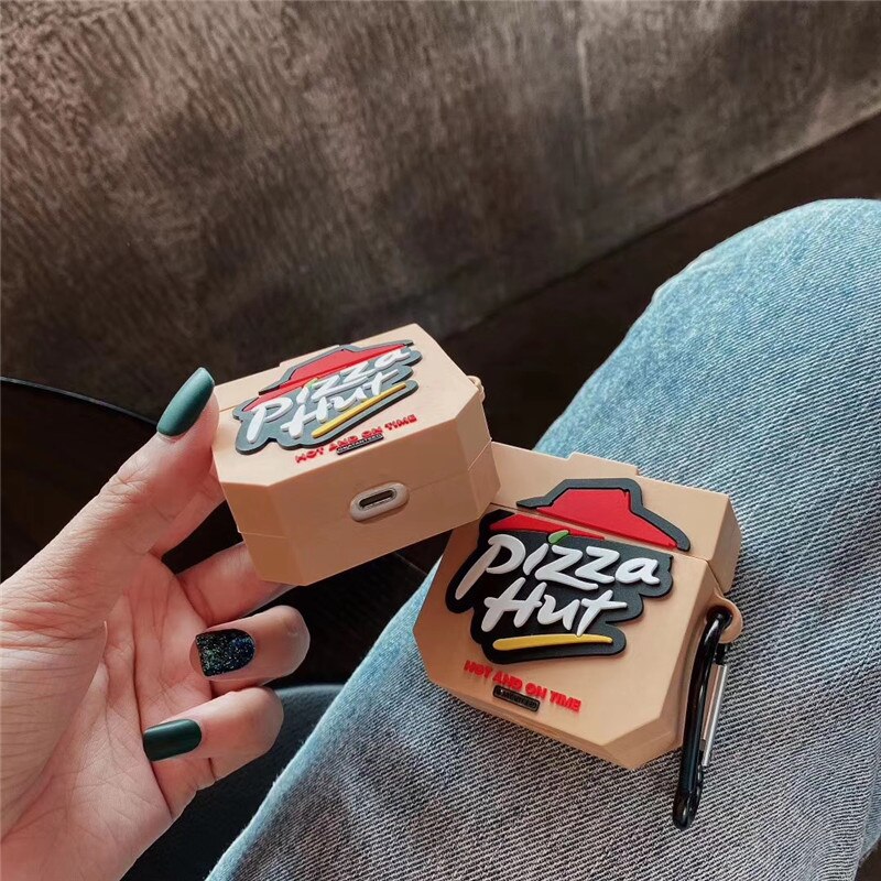 3D Ons Voedsel Pizza Hut Cartoon Hoofdtelefoon Oortelefoon Siliconen Soft Case Draadloze Headset Cover Voor Airpods Pro Voor Apple Airpods 1/2