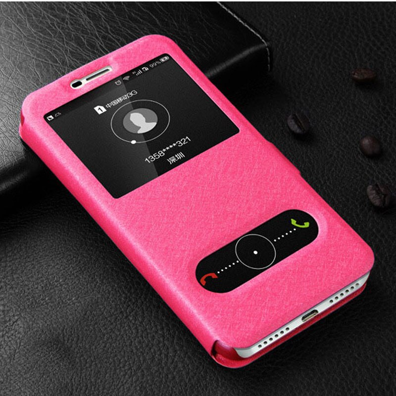 Quick Venster Flip Zijde PU Lederen Case Voor LG X POWER 2 Cover XPower 2 Power2 Telefoon Gevallen voor LG X POWER 2 Case 5.5 inch: rose