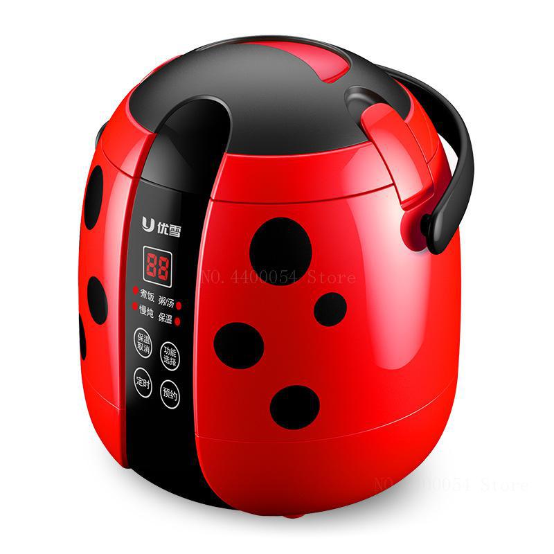 Cute Beetle-shaped Smart Rice Cooker with 24H Reservation Best Rice Cooker Non-stick Liner/ LED Display 1.2L 3 Colors