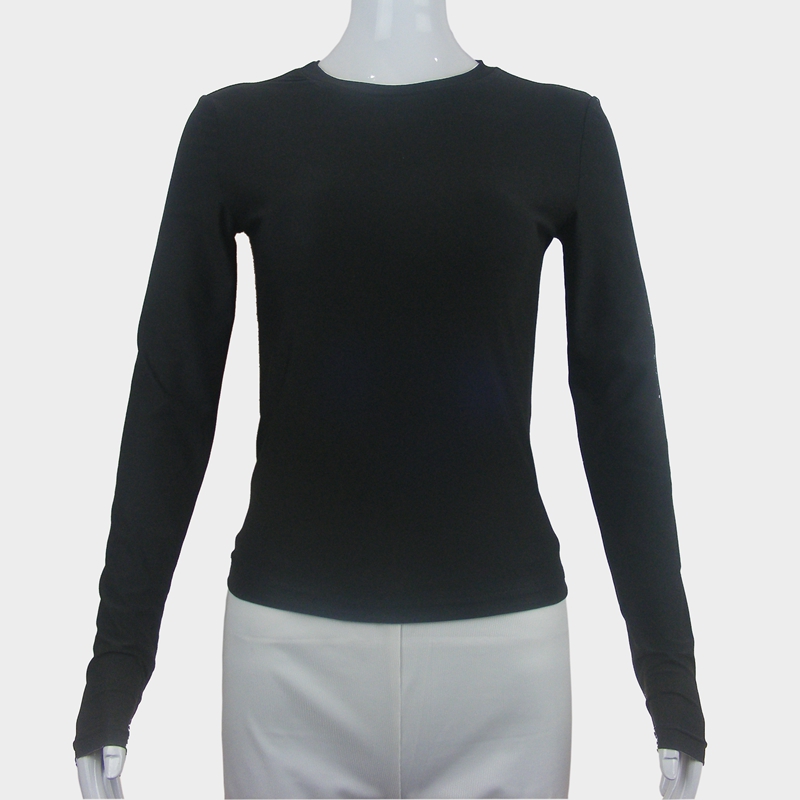 Mulher roupas de manga longa camiseta fino ajuste topos feminino o pescoço de malha perto camiseta street wear 2024 novo 2408