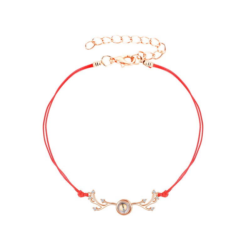 Wereldwijde Explosie EEN Herten heeft u Netto Rode Projectie Paar Antler Armband Creatieve 100 Talen I Love U