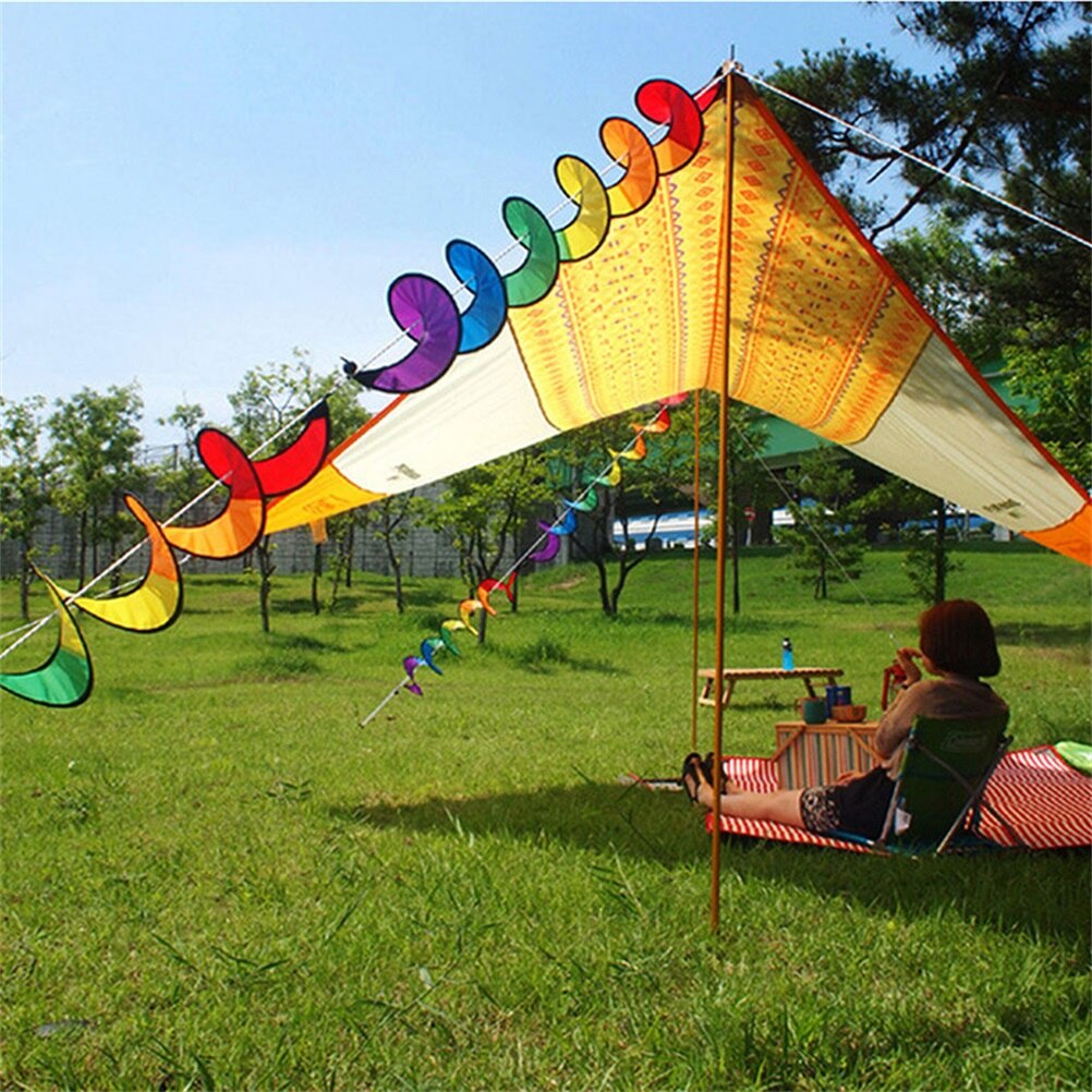 2Pc 110Cm Kleurrijke Wind Strip Regenboog Draaiende Spiraal Wind Strips Outdoor Camping Tent Decoratie, diy Windmolen Wind Strip