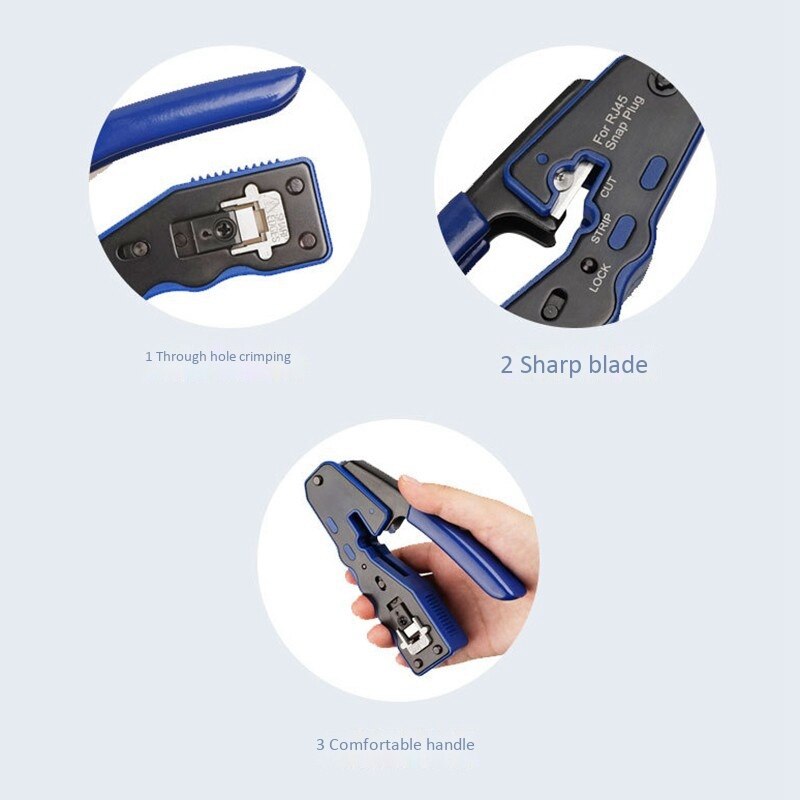 RJ45 Crimper Tool Kit for Cat6 Cat5 Cat5E 8P8C Modular Connectors All-In-One Network Tool Cable Crimper