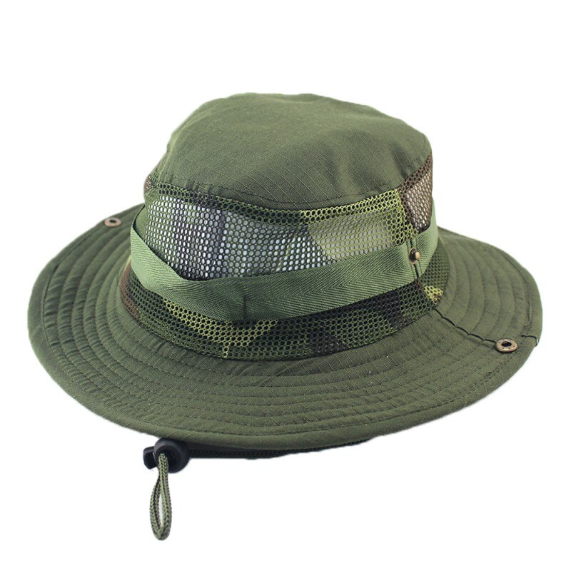 Fiskerhætte tøj tilbehør spand hatte voksen flad top rund foldning brim solskærm åndbar mesh cowboy: A5