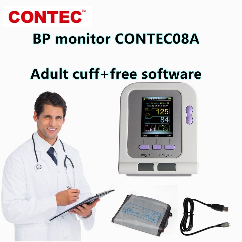 Digitale Blutdruckmessgerät CONTEC08A mit erwachsene manschette elektronische Blutdruck Monitor CE Farbe LCD Anzeige Erwachsene