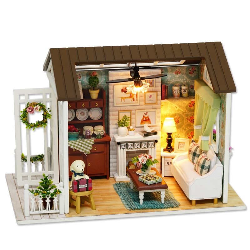 Architektur Diy Puppenhaus Möbel Kits Puppe Haus Holz Modell Spielzeug Miniaturen Roombox 3D für Kinder Geburtstag