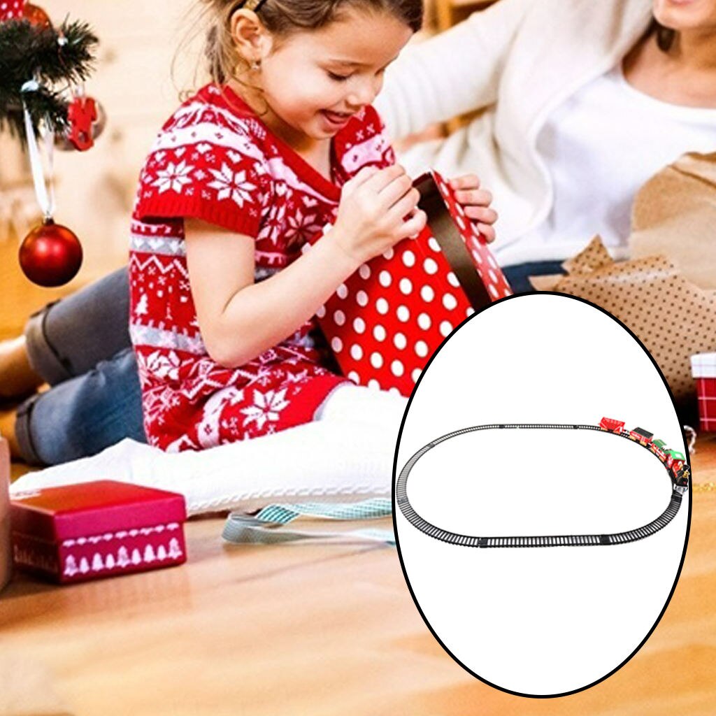 14 Pieces Classic Model Electric Train Set Play Toy Train Set with Tracks, Lights, Sounds and Trees