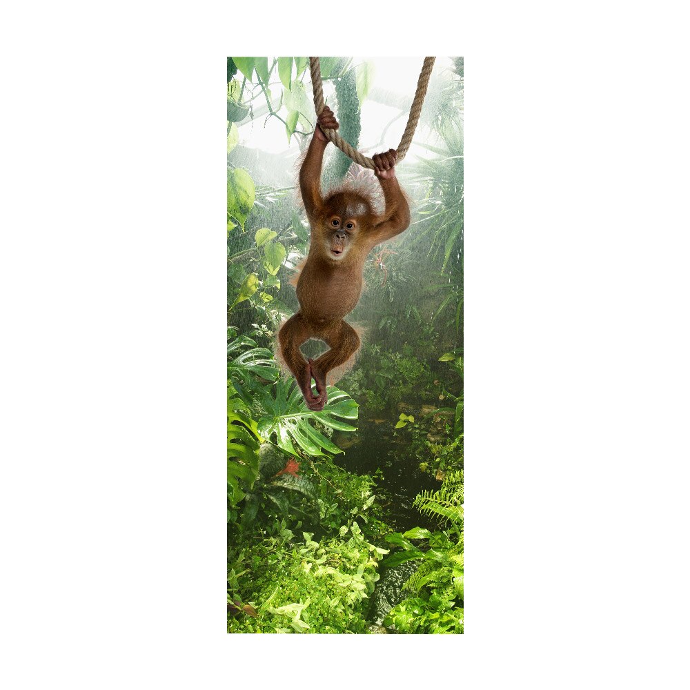 3D singe suspendu arbre porte autocollant décoration bricolage décalcomanies auto-adhésif papier peint étanche Mural pour salon: 95x215 cm